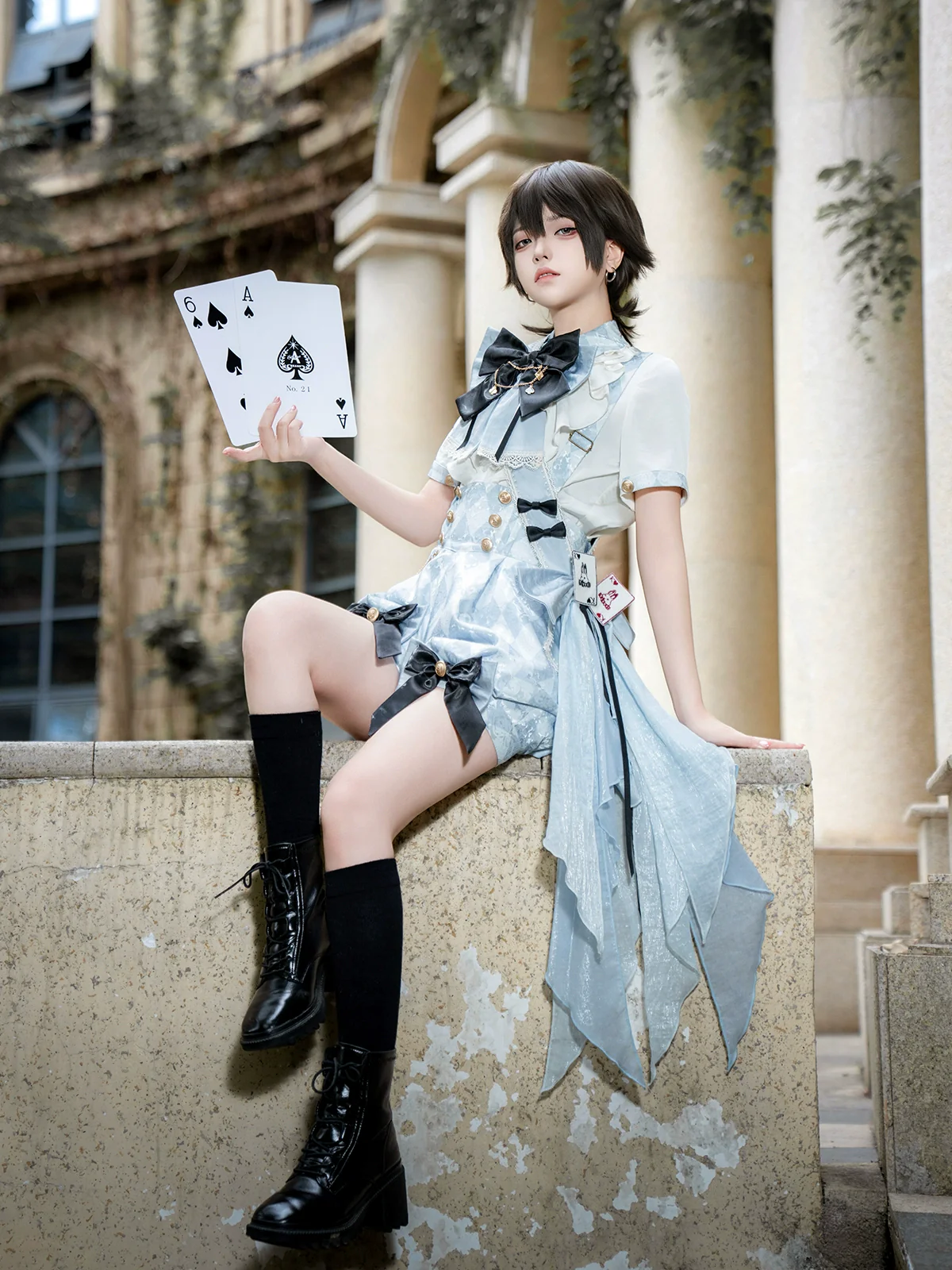Alice in Time - Checkered Ouji Lolita Suit With Card & Rabbit Accents - Image 5