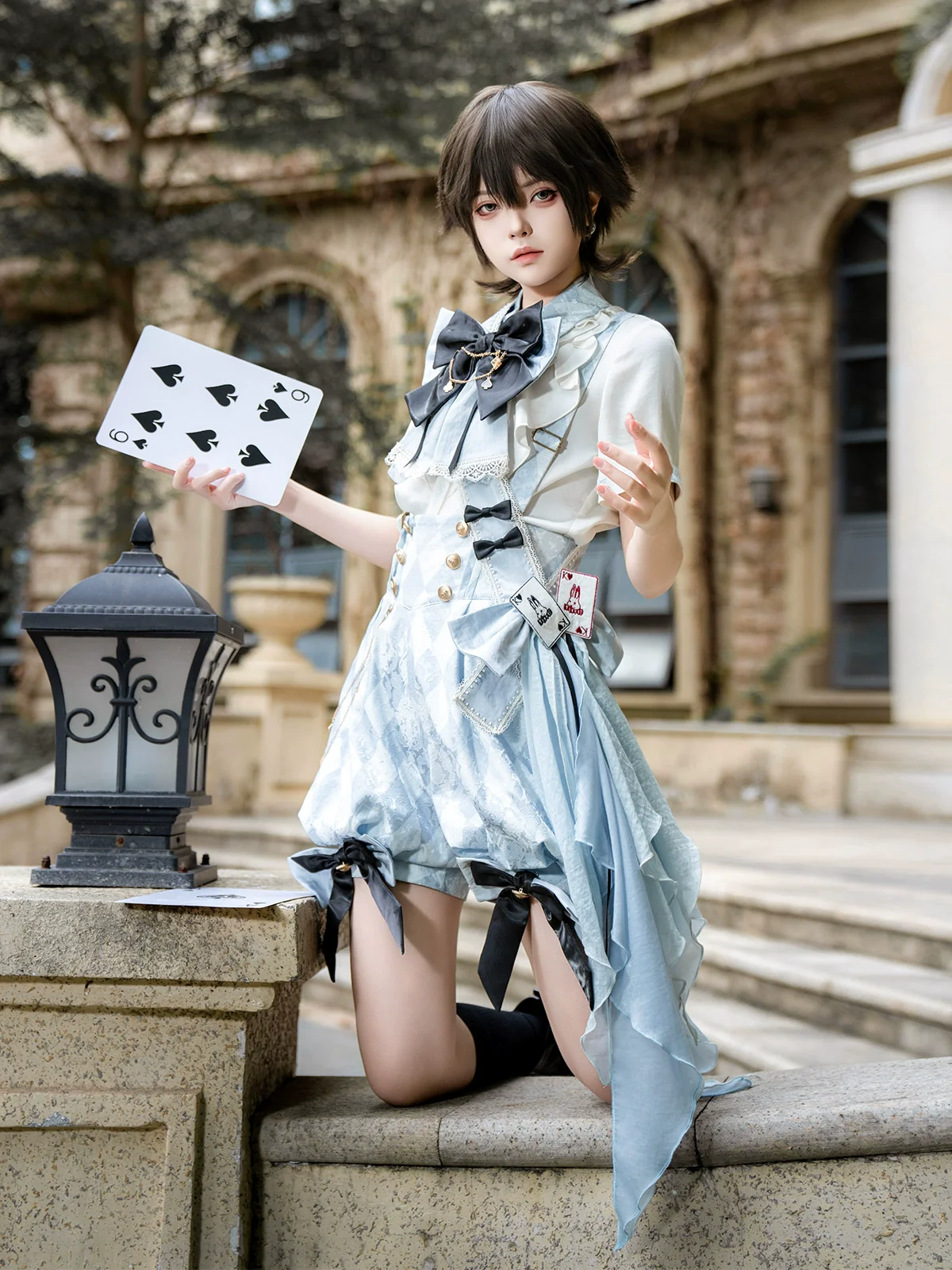 Alice in Time - Checkered Ouji Lolita Suit With Card & Rabbit Accents - Image 6