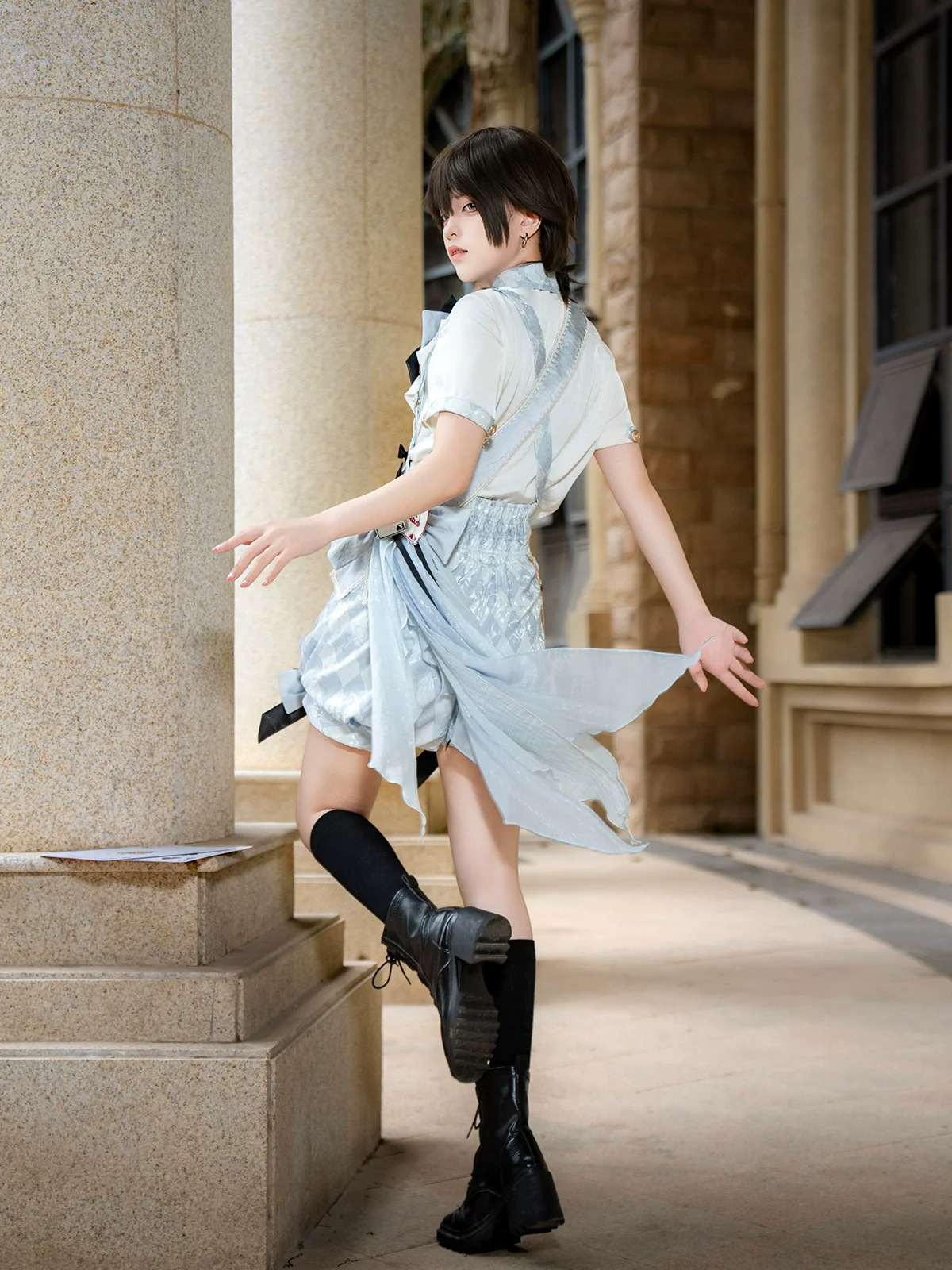 Alice in Time - Checkered Ouji Lolita Suit With Card & Rabbit Accents - Image 9
