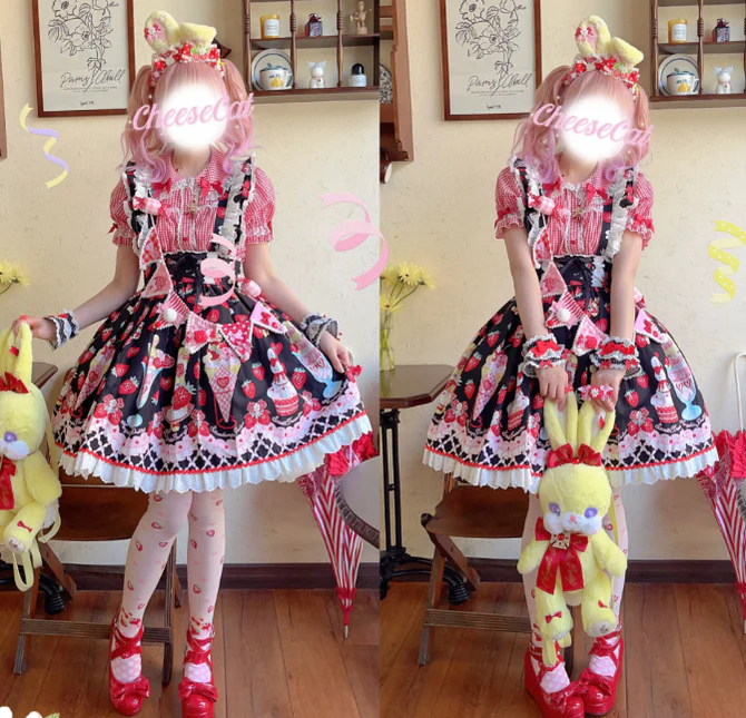 Cheese Cat - Sweet Lolita Plaid Candy Bow Flags Brooch - Image 16