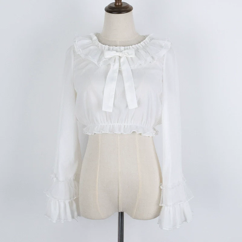 Plus Size Lolita Blouse Cheese Chocolate Long Sleeve - Image 3