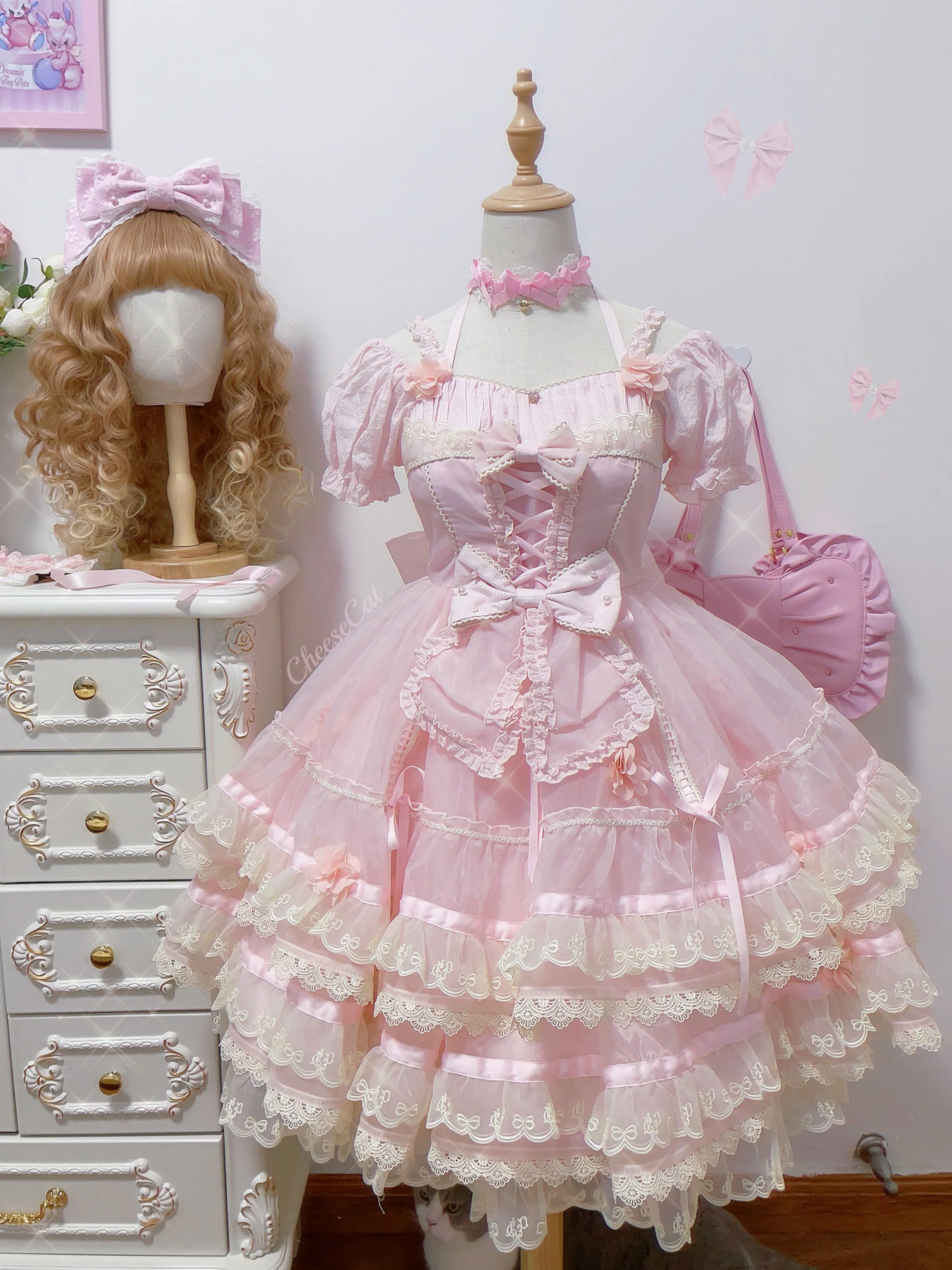 Cheese Cat - Sweet Lolita KC Lace Butterfly Lolita KC with Pearl - Image 12