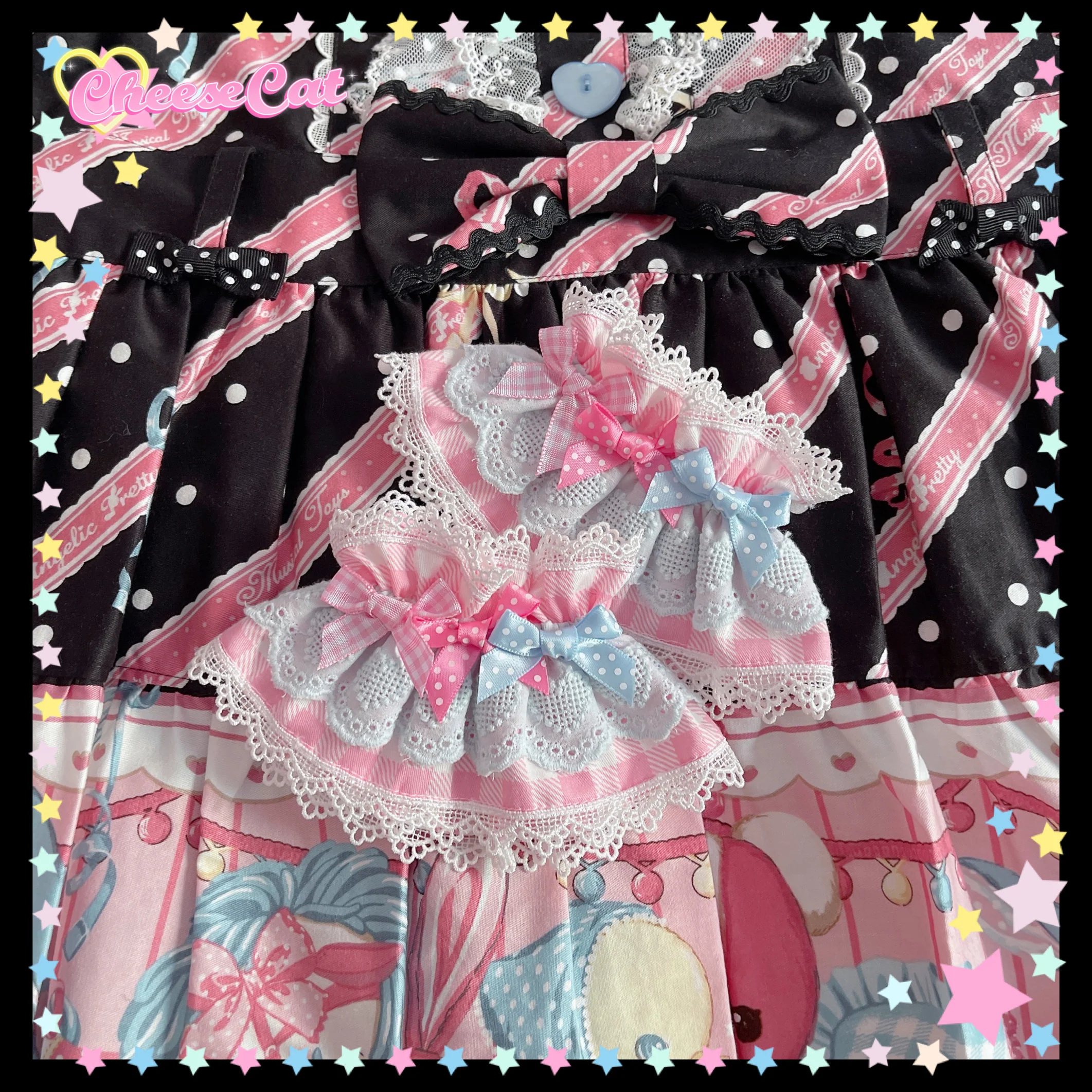 Cheese Cat - Sweet and Playful Strawberry Gingham Lace Cuffs - Image 15