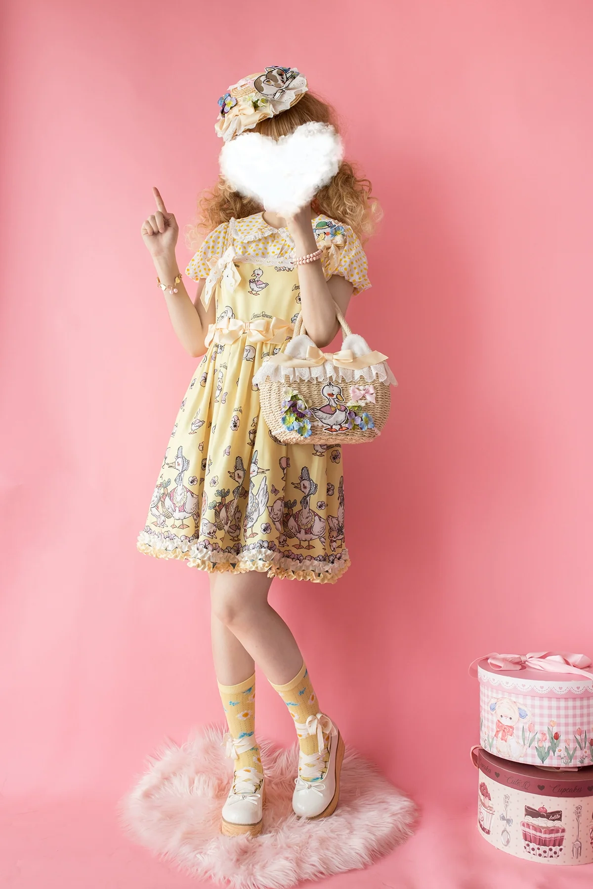 Hello Duck - Kawaii Lolita JSK Duck Print Lolita Dress - Image 2