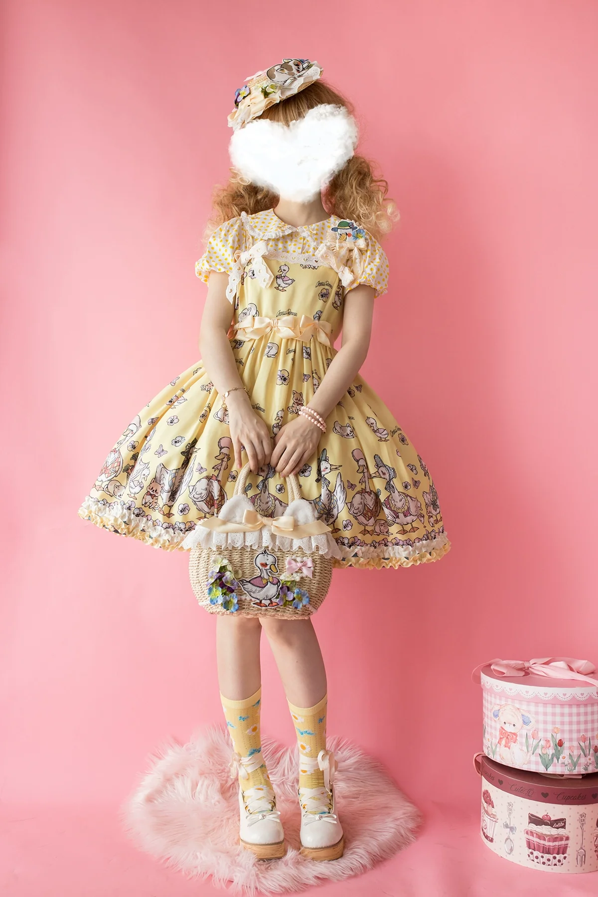 Hello Duck - Kawaii Lolita JSK Duck Print Lolita Dress - Image 4