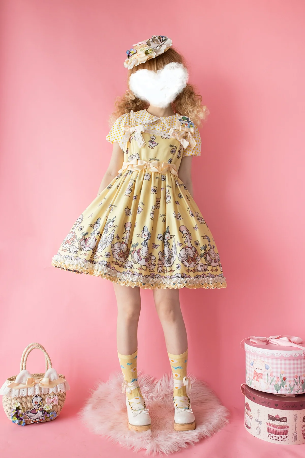 Hello Duck - Kawaii Lolita JSK Duck Print Lolita Dress - Image 6