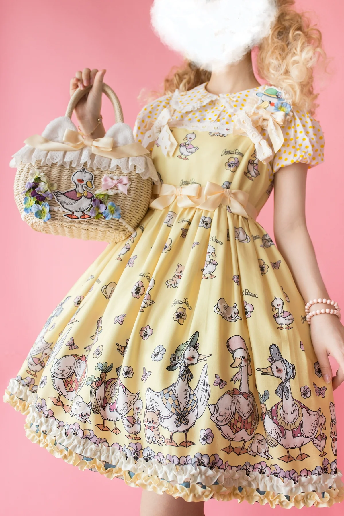 Hello Duck - Kawaii Lolita JSK Duck Print Lolita Dress - Image 7