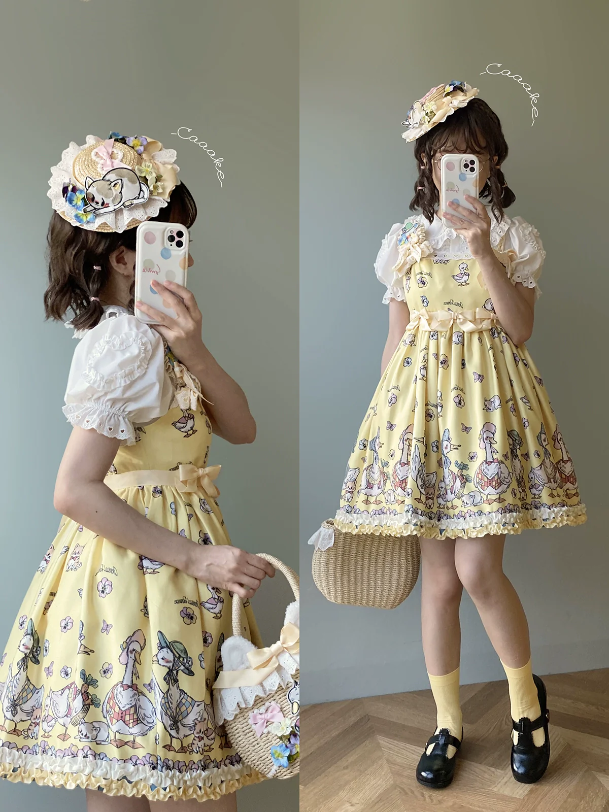 Hello Duck - Kawaii Lolita JSK Duck Print Lolita Dress - Image 9
