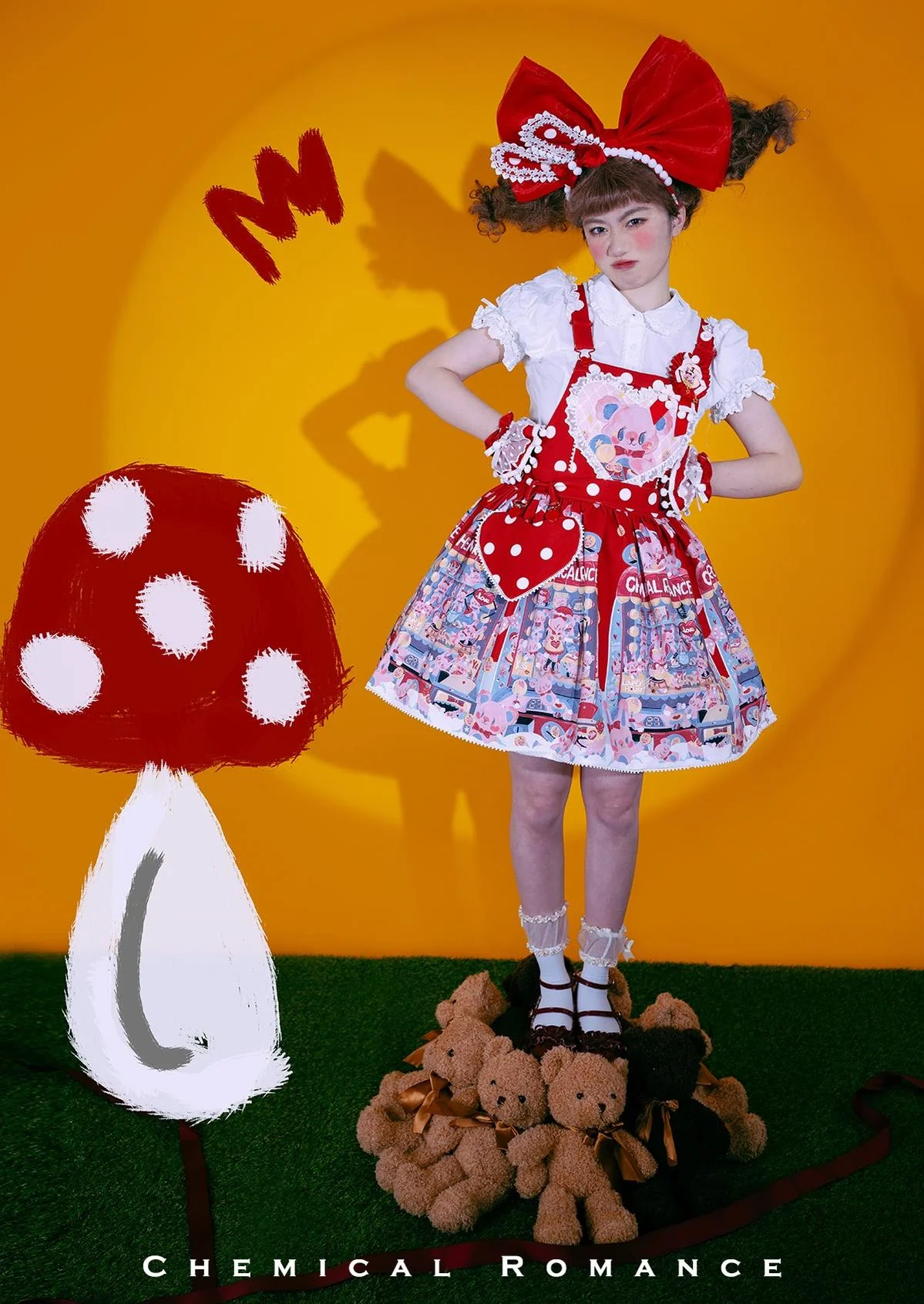Sweetheart Doll Machine - Sweet Lolita Printed Salopette - Image 13
