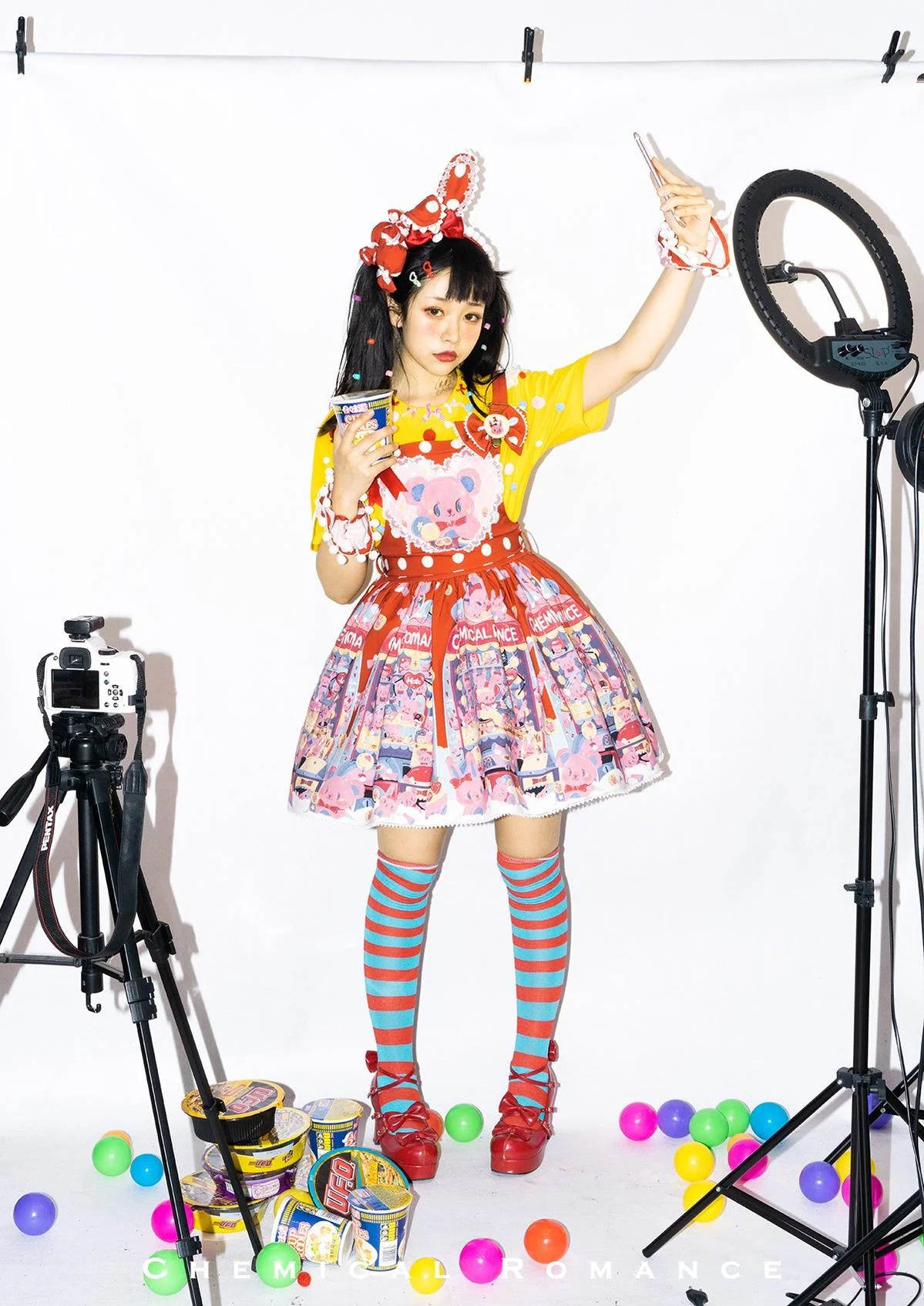Sweetheart Doll Machine - Sweet Lolita Printed Salopette - Image 20