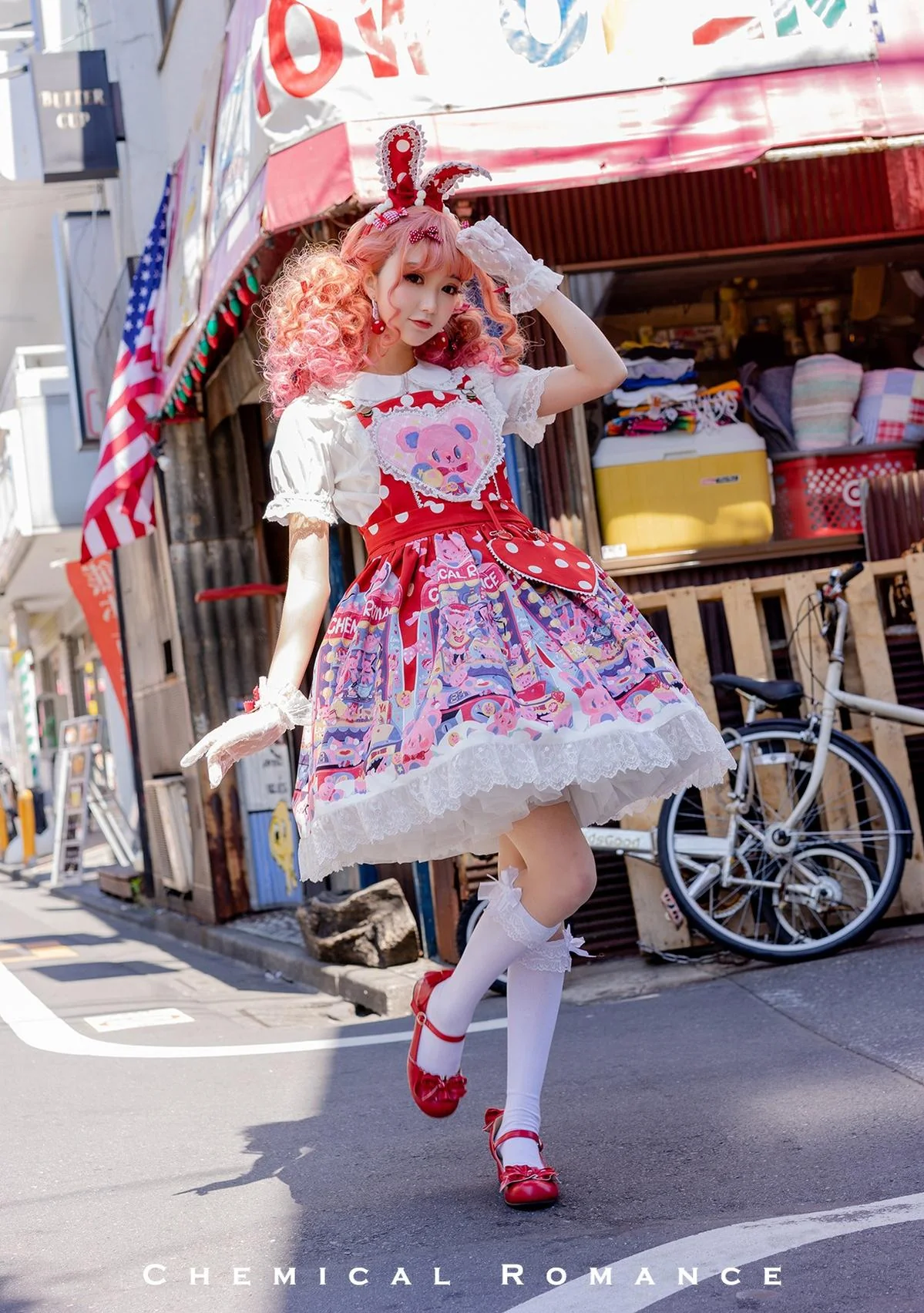 Sweetheart Doll Machine - Sweet Lolita Printed Salopette - Image 21