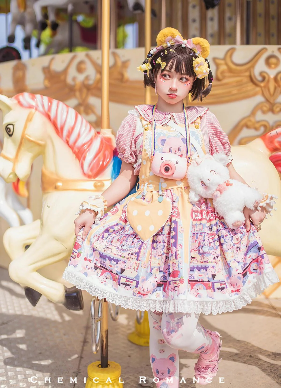 Sweetheart Doll Machine - Sweet Lolita Printed Salopette - Image 23