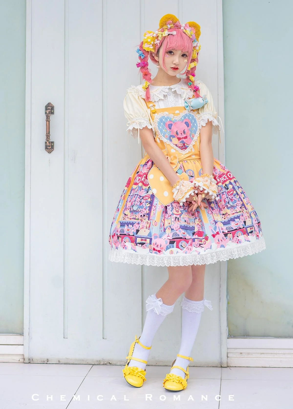 Sweetheart Doll Machine - Sweet Lolita Printed Salopette - Image 25