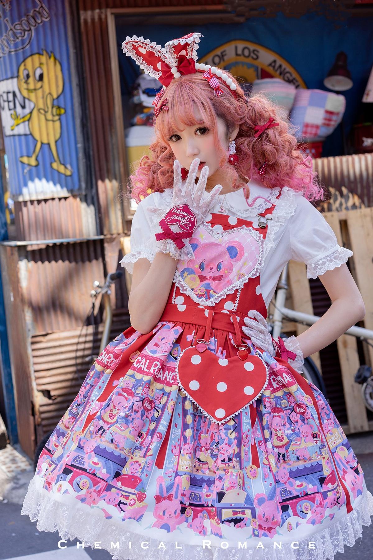 Sweetheart Doll Machine - Sweet Lolita Printed Salopette - Image 31