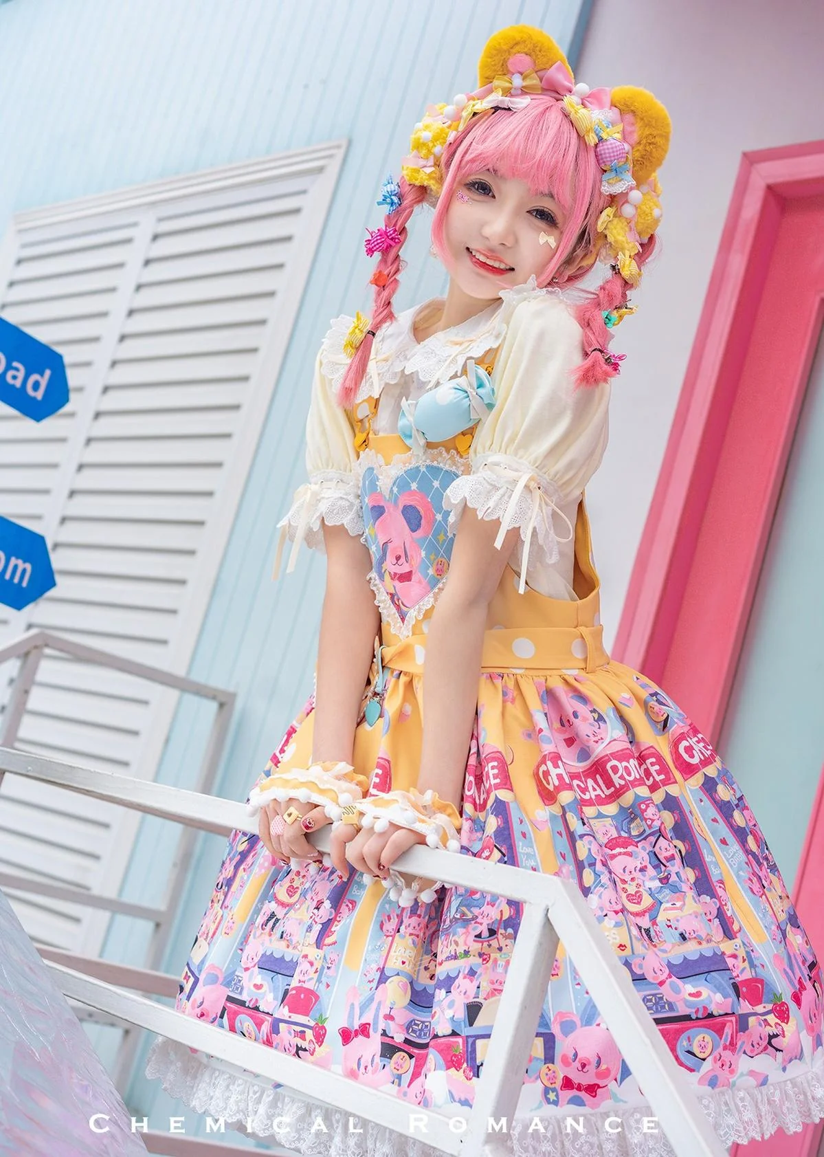 Sweetheart Doll Machine - Sweet Lolita Printed Salopette - Image 34