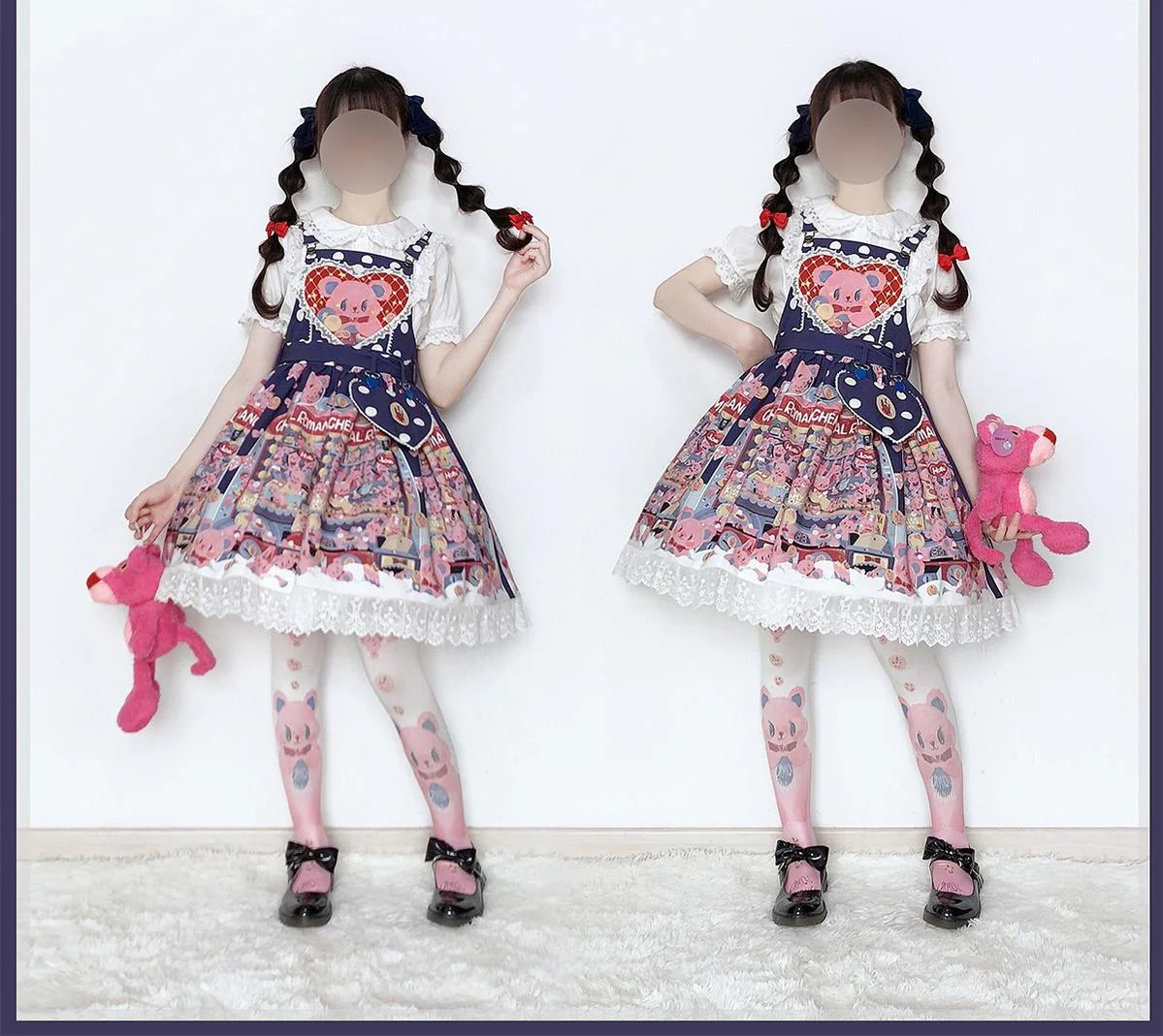 Sweetheart Doll Machine - Sweet Lolita Printed Salopette - Image 9