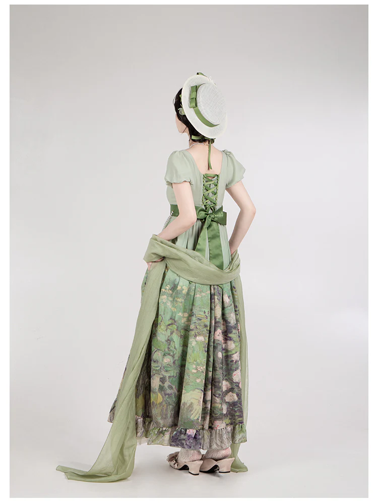 With PUJI - Blooming Rose - Chiffon Classic Lolita Dress Set Painting Styled OP & JSK - Image 29