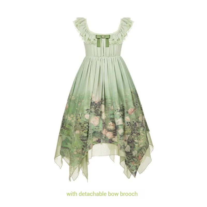 With PUJI - Blooming Rose - Chiffon Classic Lolita Dress Set Painting Styled OP & JSK - Image 42