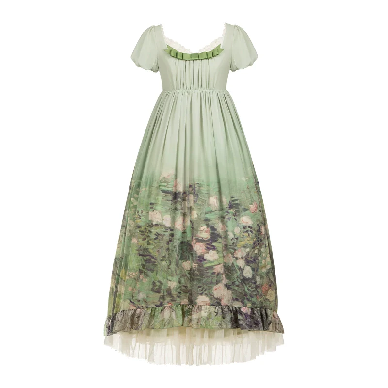 With PUJI - Blooming Rose - Chiffon Classic Lolita Dress Set Painting Styled OP & JSK - Image 43
