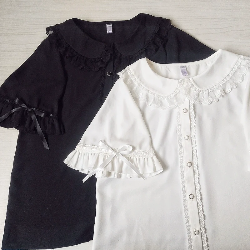 Chiffon Peter Pan Collar Kawaii Lolita Blouse - Image 4