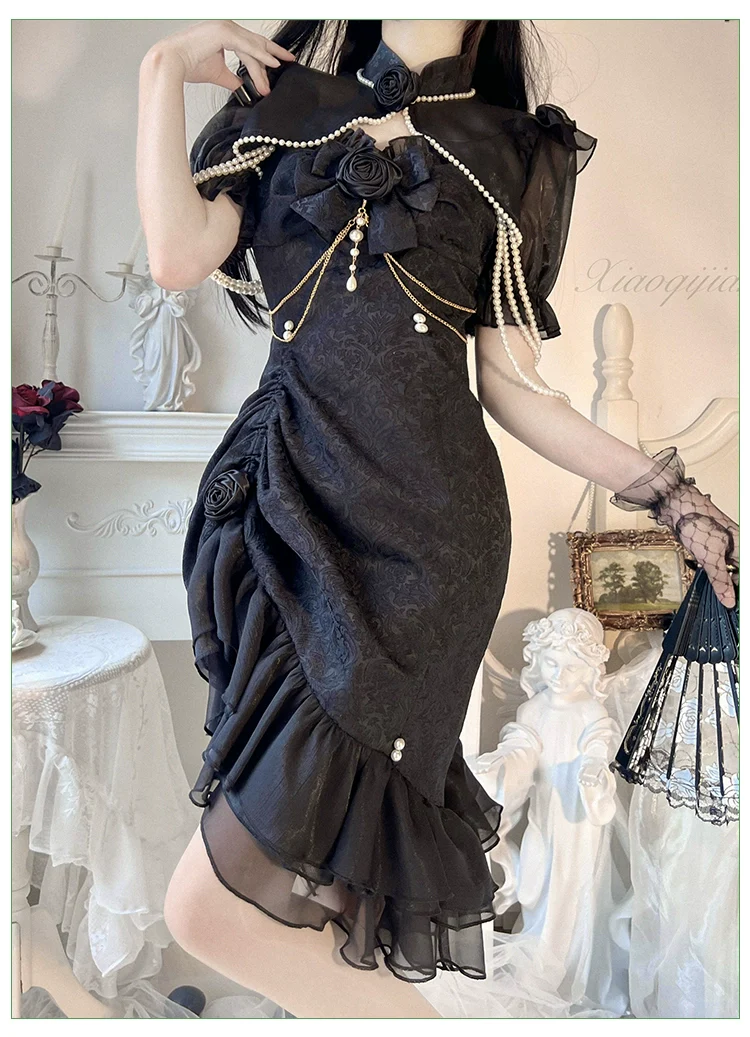 Melonshow - Chinese Style Lolita Dress - Camellia 2.0 Cheongsam Mermaid JSK - Image 12