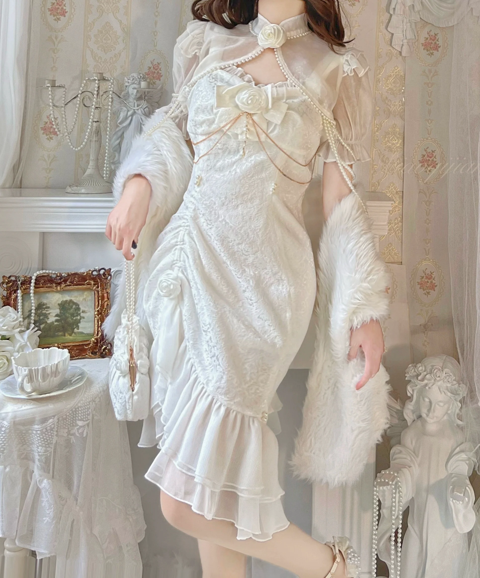 Melonshow - Chinese Style Lolita Dress - Camellia 2.0 Cheongsam Mermaid JSK - Image 3