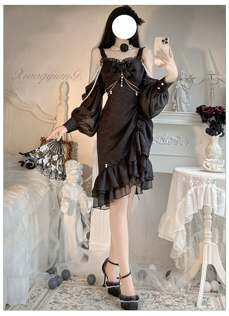 Melonshow - Chinese Style Lolita Dress - Camellia 2.0 Cheongsam Mermaid JSK - Image 5
