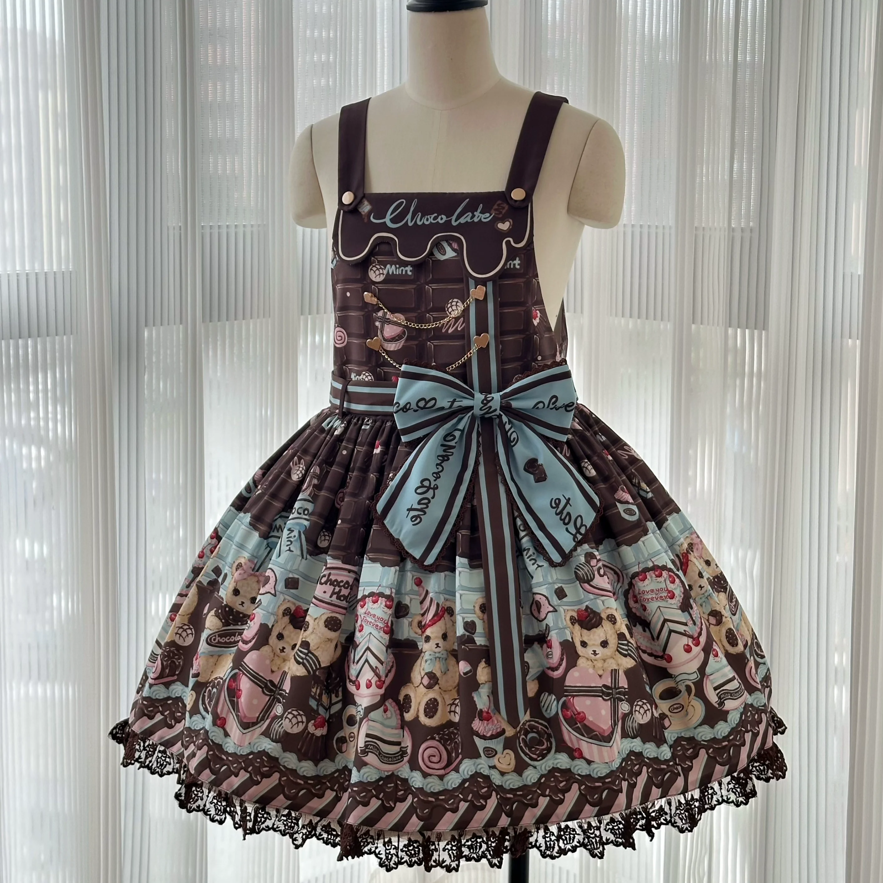 Sweet Dream Sheep - Chocolate Bear - Sweet Lolita Salopette High Waist Dress - Image 12