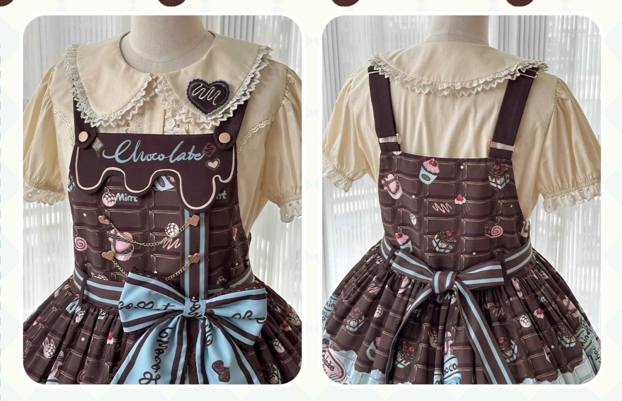Sweet Dream Sheep - Chocolate Bear - Sweet Lolita Salopette High Waist Dress - Image 15