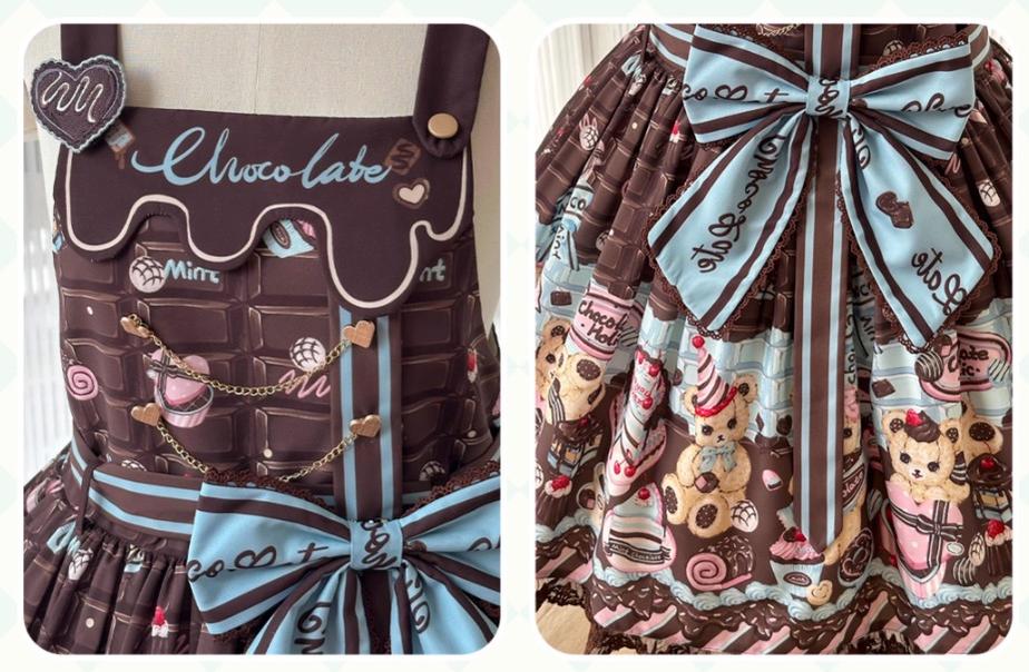 Sweet Dream Sheep - Chocolate Bear - Sweet Lolita Salopette High Waist Dress - Image 16