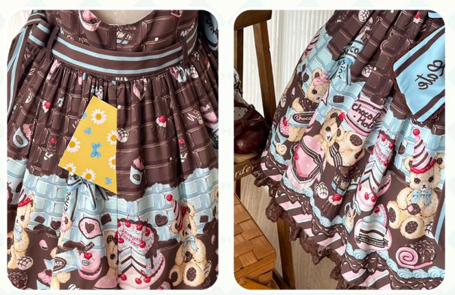 Sweet Dream Sheep - Chocolate Bear - Sweet Lolita Salopette High Waist Dress - Image 17
