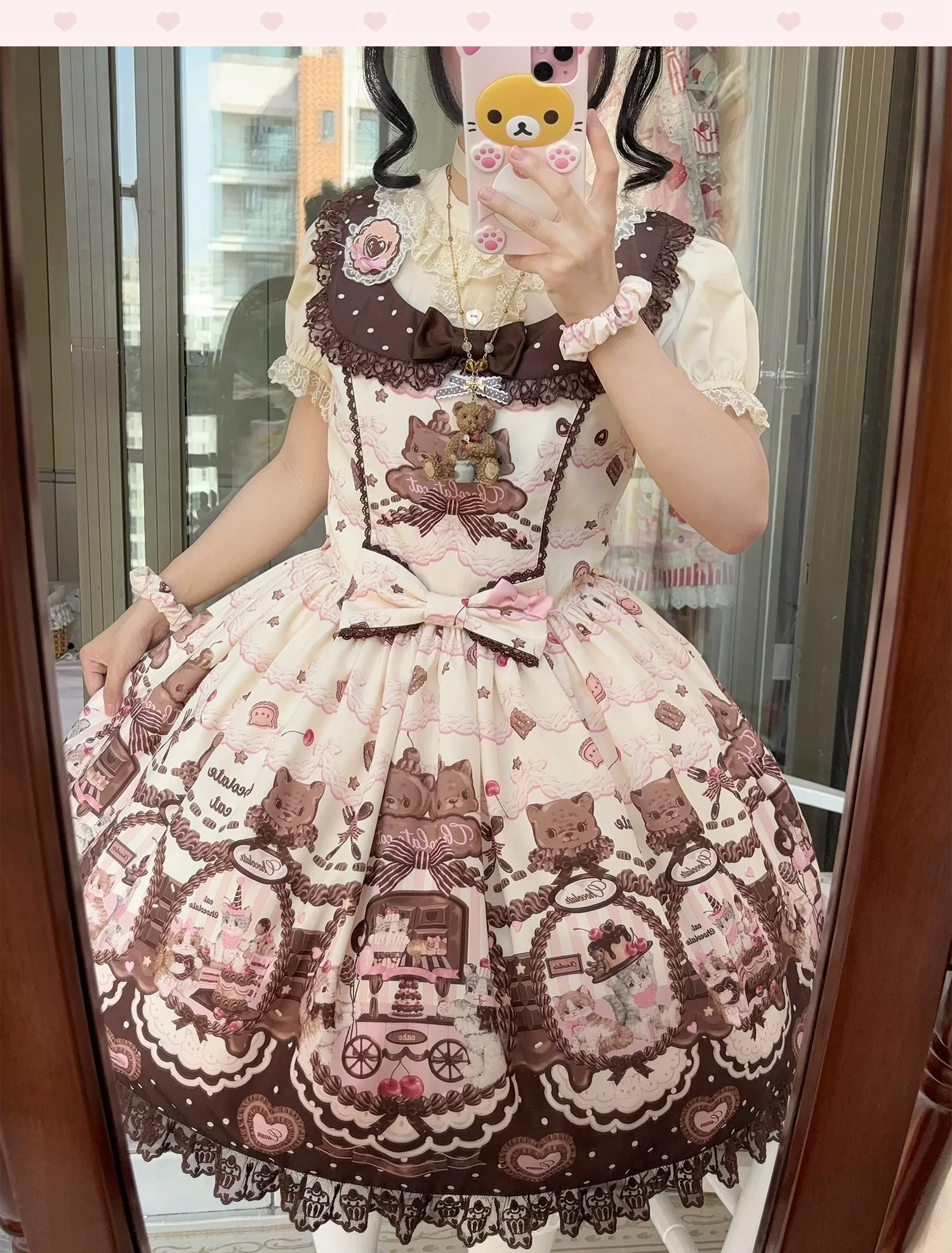 Chocolate Cat - Kawaii Lolita JSK, Cat & Chocolate Print - Image 14