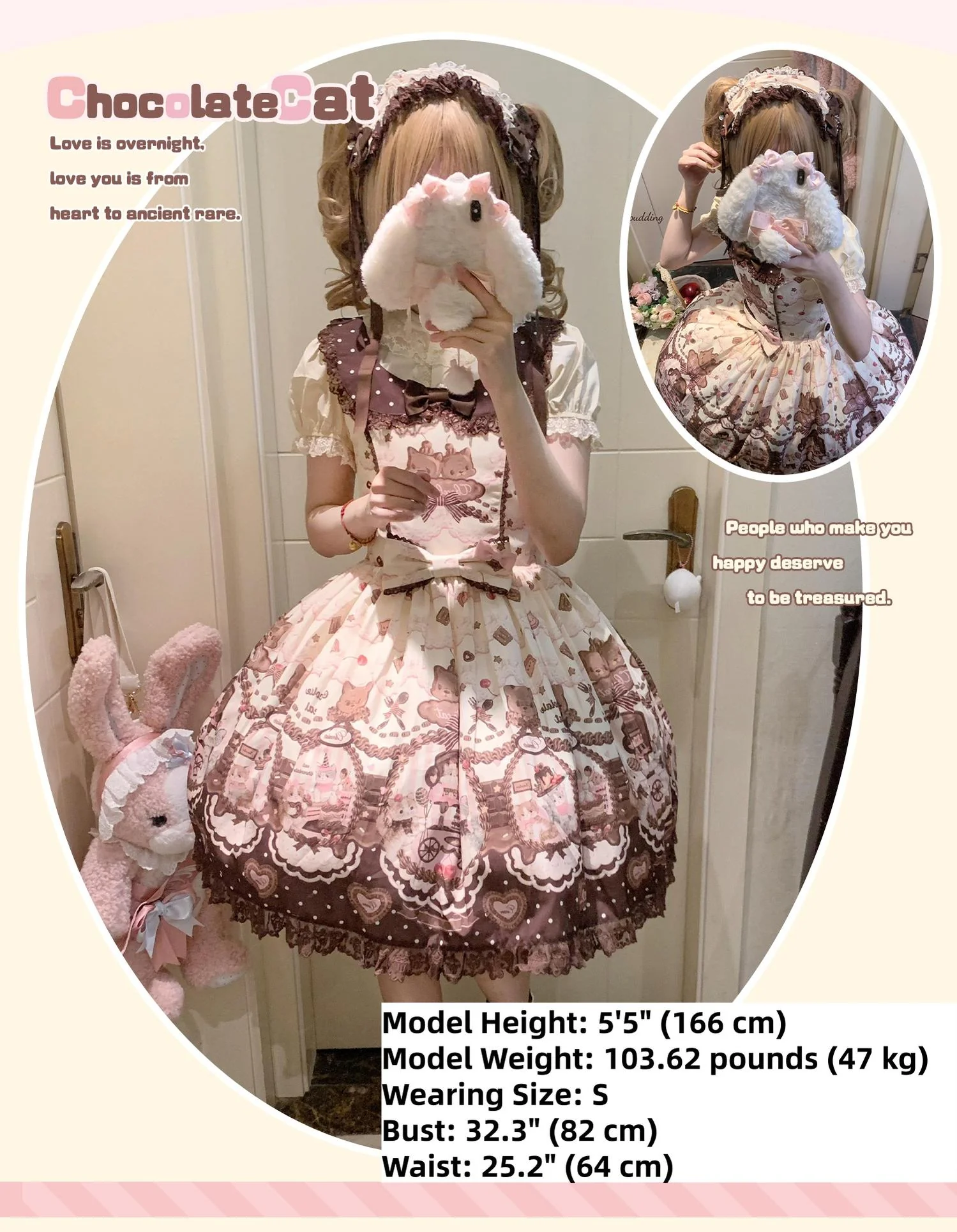 Chocolate Cat - Kawaii Lolita JSK, Cat & Chocolate Print - Image 15