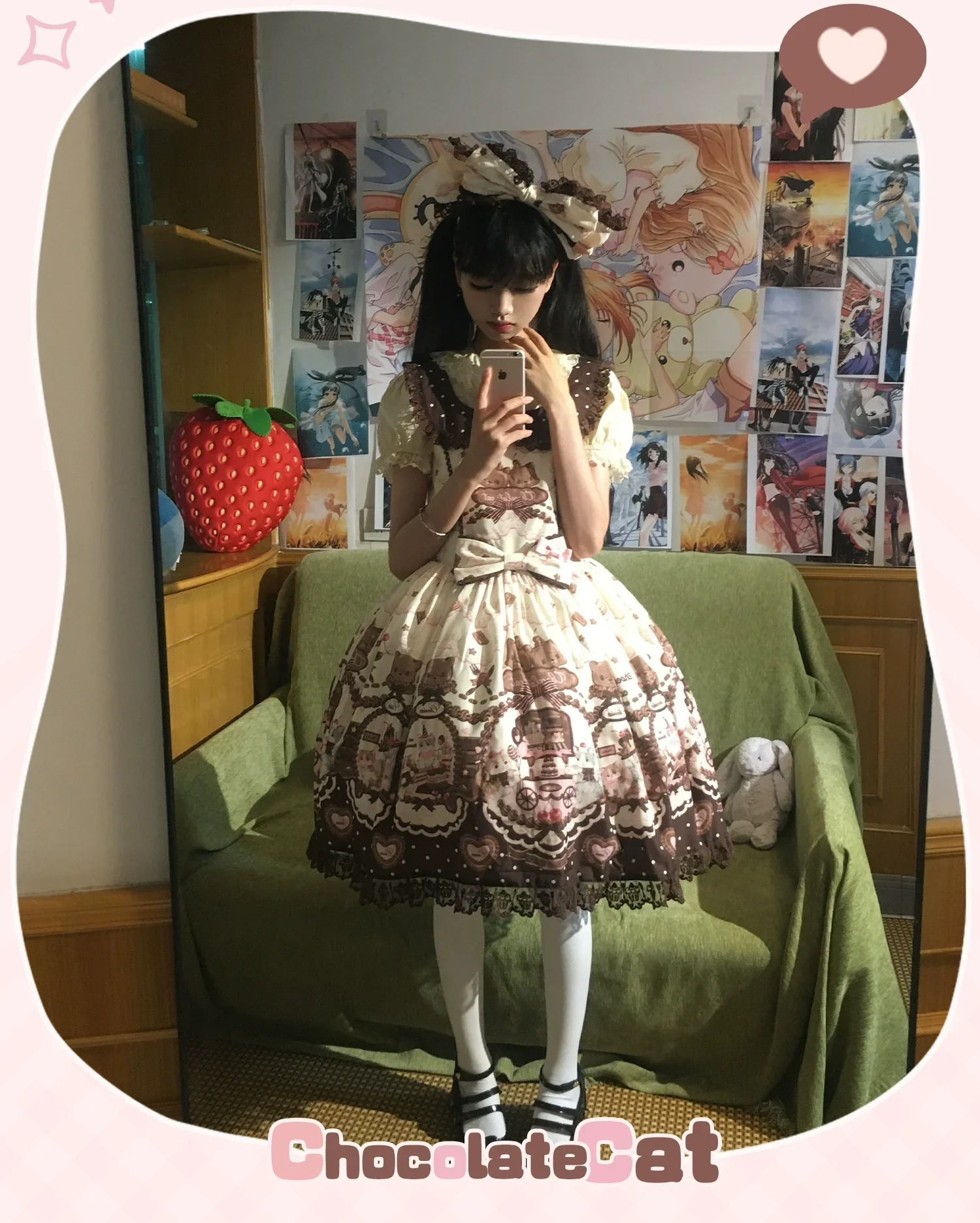 Chocolate Cat - Kawaii Lolita JSK, Cat & Chocolate Print - Image 22