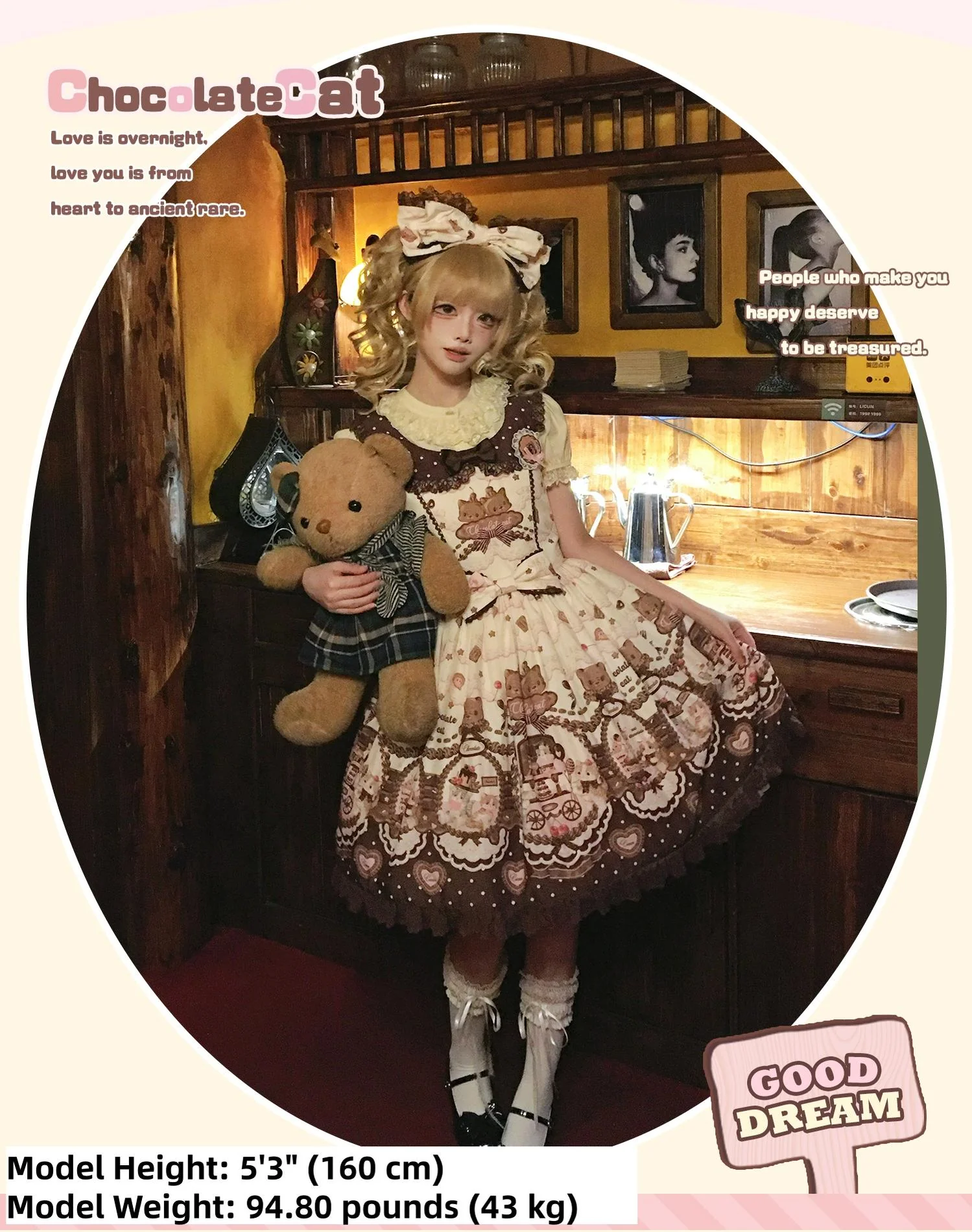 Chocolate Cat - Kawaii Lolita JSK, Cat & Chocolate Print - Image 24