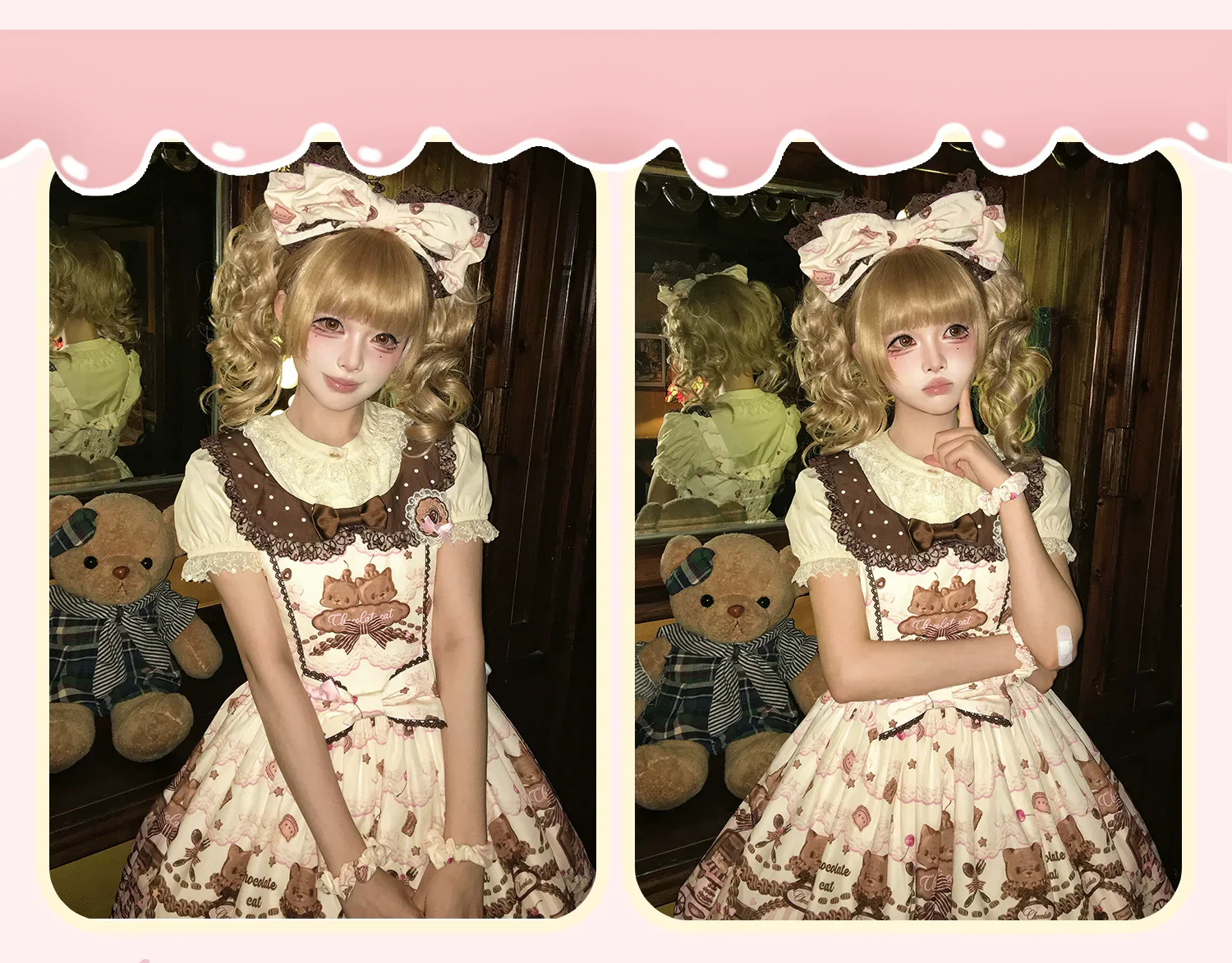 Chocolate Cat - Kawaii Lolita JSK, Cat & Chocolate Print - Image 26