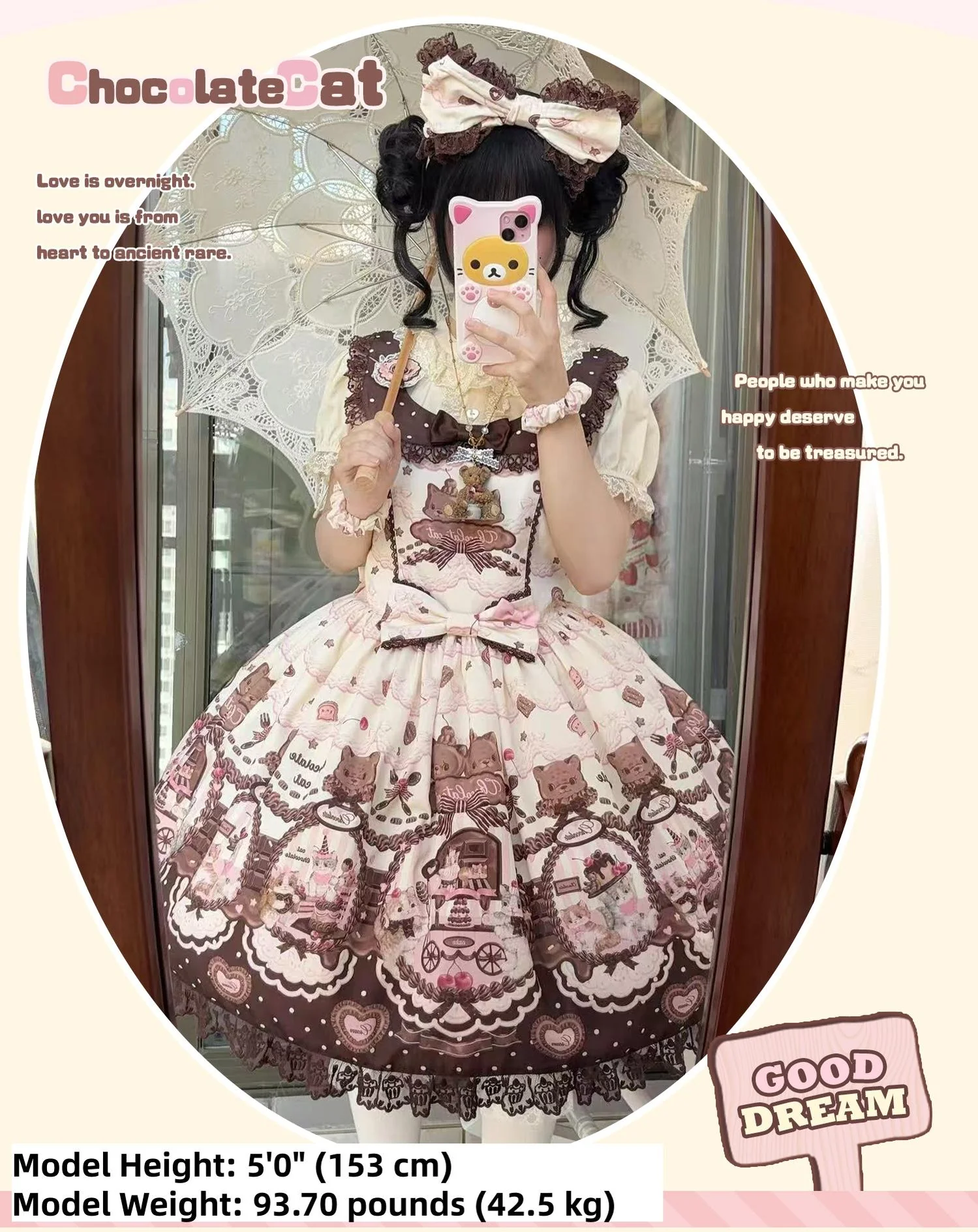 Chocolate Cat - Kawaii Lolita JSK, Cat & Chocolate Print - Image 8