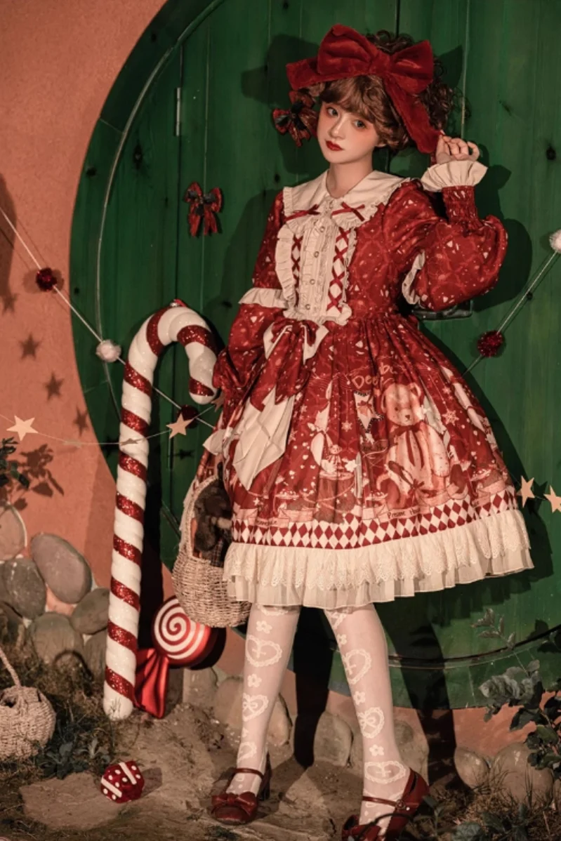 Sweet Date - Christmas Lolita OP Red Lolita Cape - Image 3