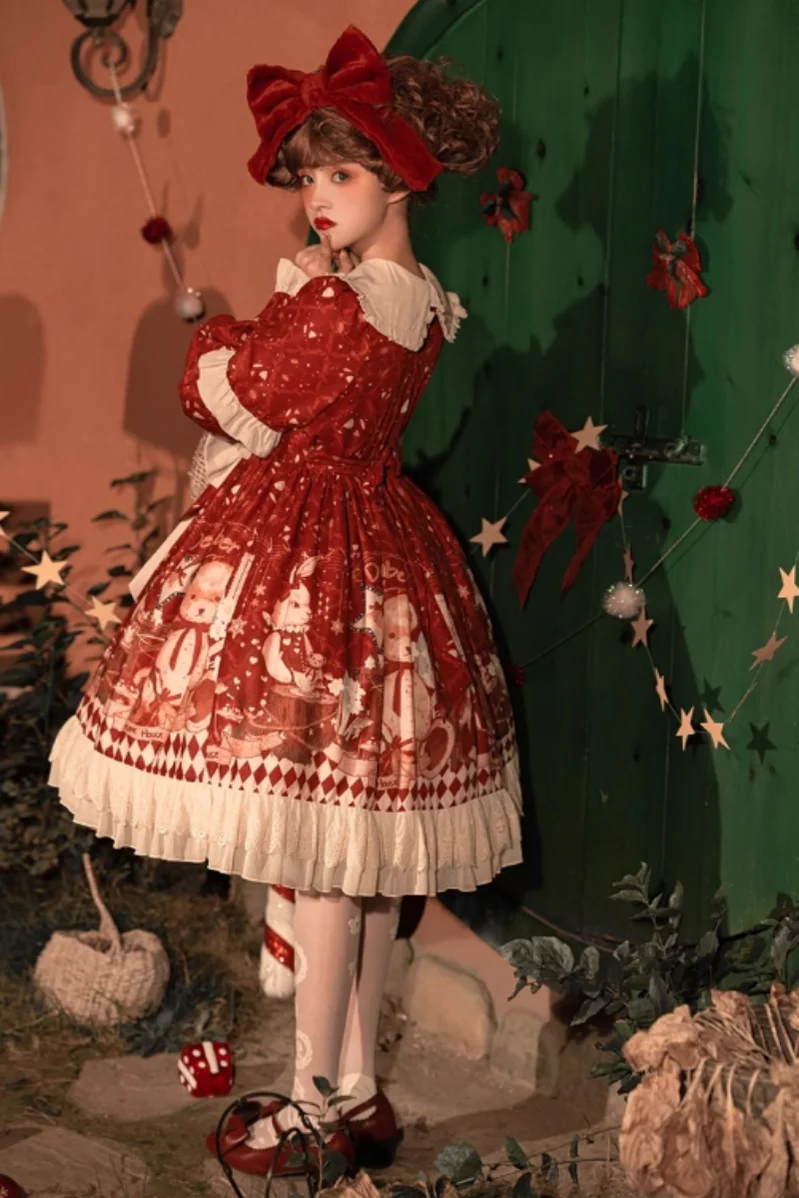Sweet Date - Christmas Lolita OP Red Lolita Cape - Image 4