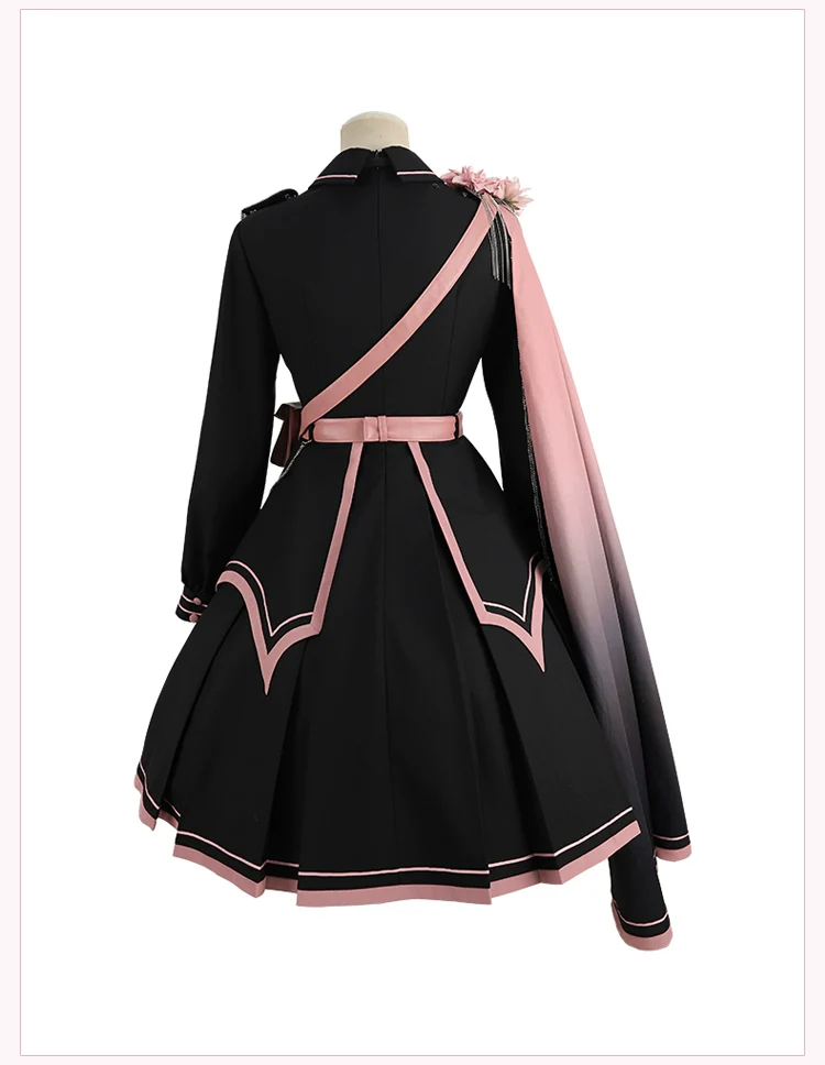 Chunlv Lolita - Dark Pink Military Lolita OP Dress Lolita Cloak - Image 3