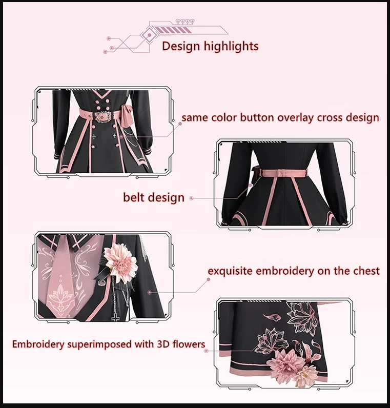 Chunlv Lolita - Dark Pink Military Lolita OP Dress Lolita Cloak - Image 5