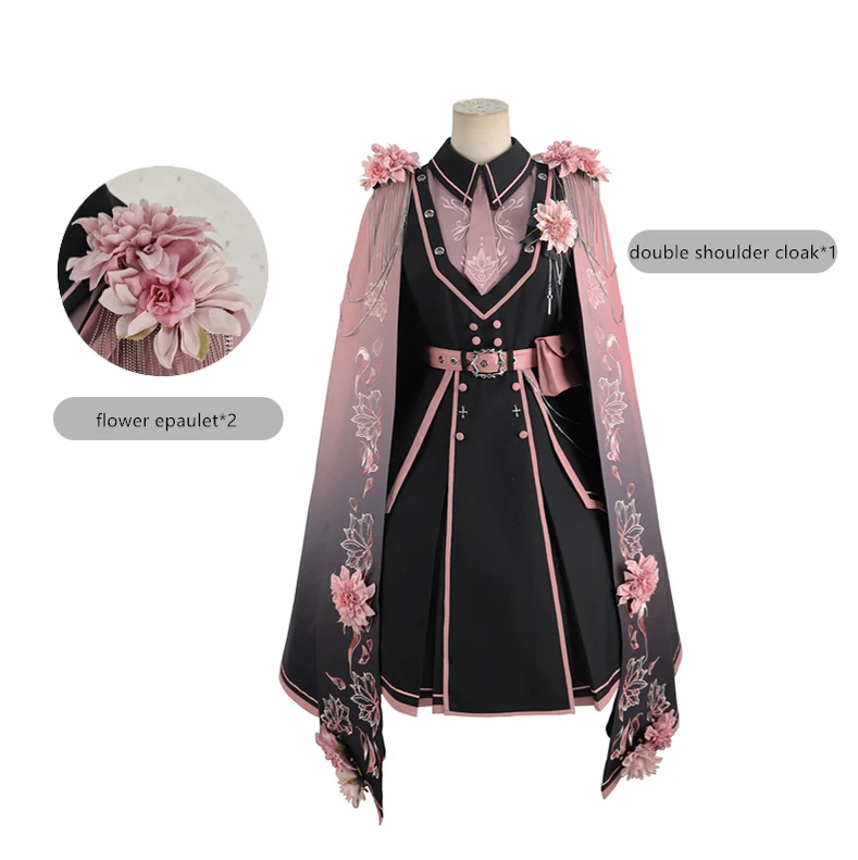 Chunlv Lolita - Dark Pink Military Lolita OP Dress Lolita Cloak - Image 7