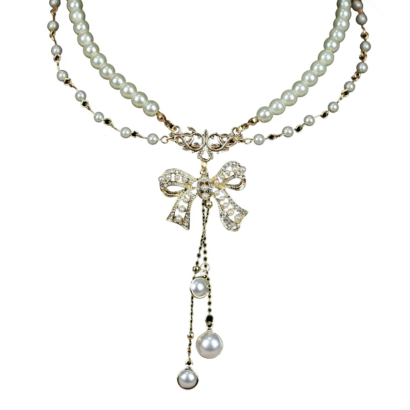 Classic Artificial Pearl Necklace, Butterfly Pendant - Image 5