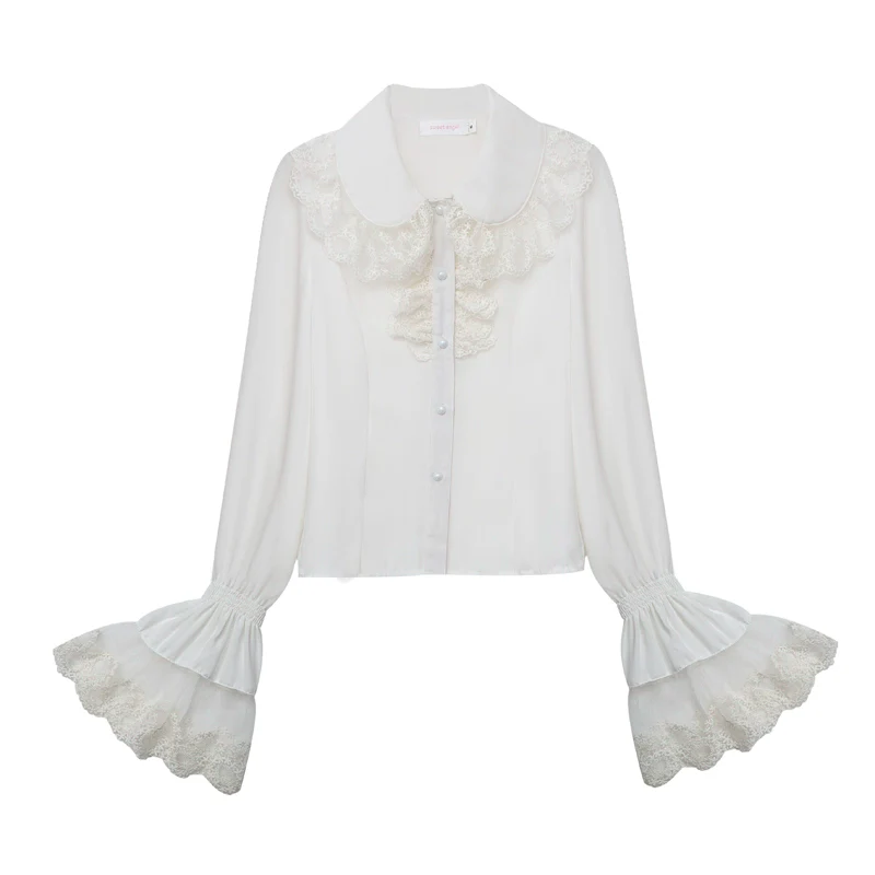 Classic Lolita Blouse Lace Chiffon Lolita Shirt - Image 3
