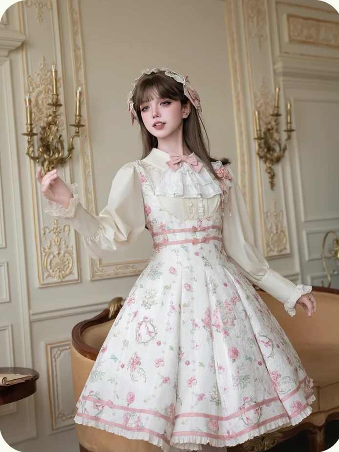 Hydrangea Tea Party - Classic Lolita Bust Supporting JSK, Mutton Sleeve Shirt - Image 10