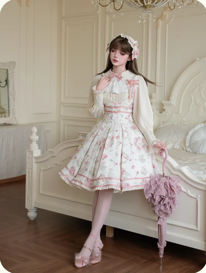 Hydrangea Tea Party - Classic Lolita Bust Supporting JSK, Mutton Sleeve Shirt - Image 11