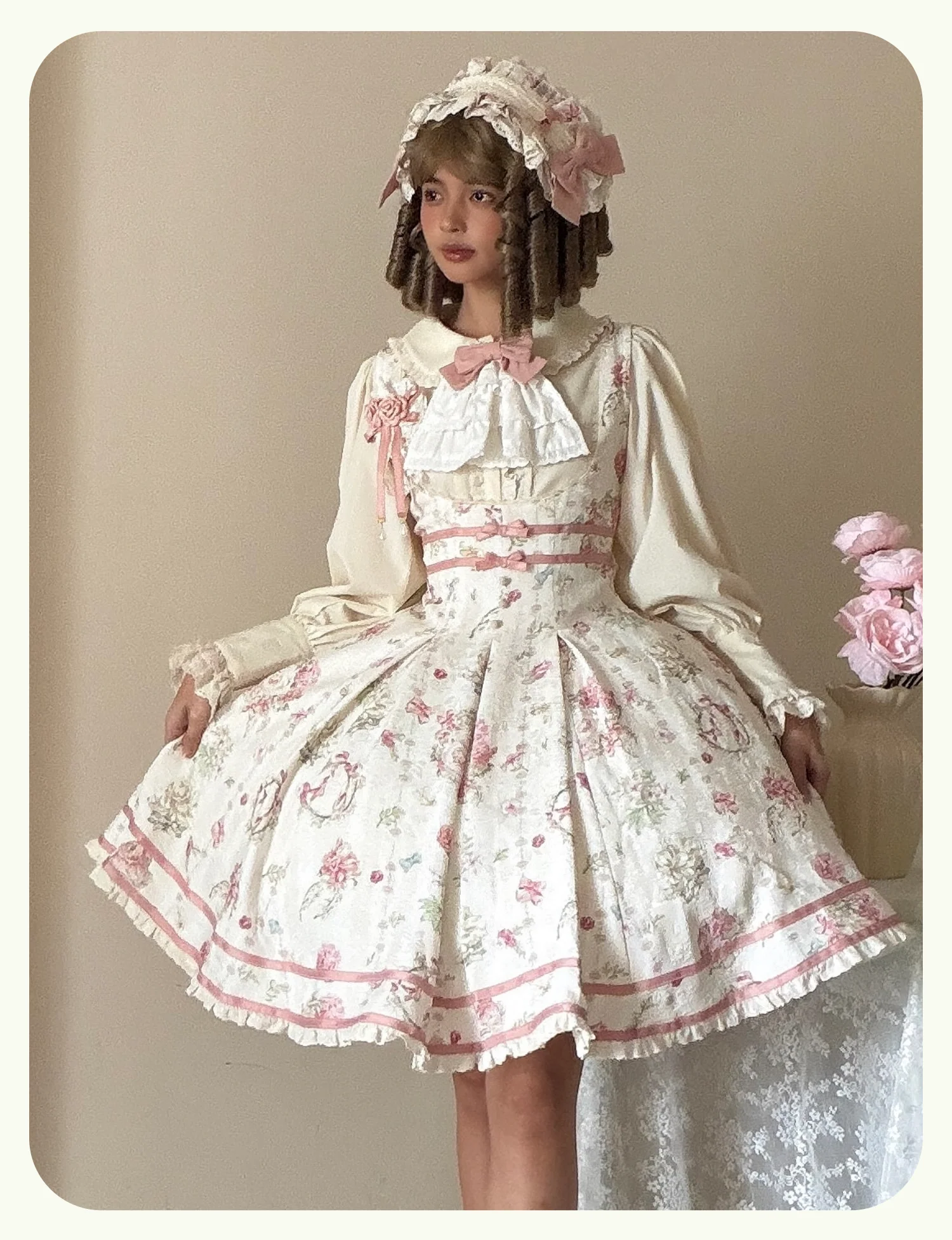 Hydrangea Tea Party - Classic Lolita Bust Supporting JSK, Mutton Sleeve Shirt - Image 13