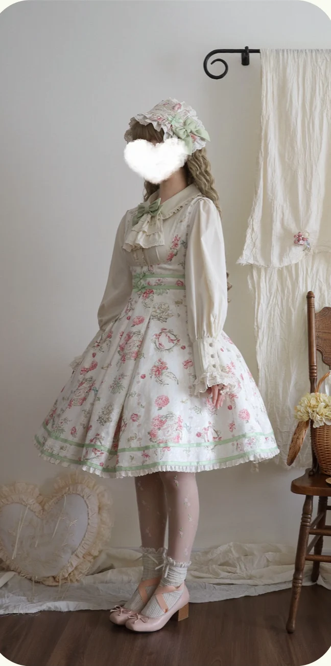 Hydrangea Tea Party - Classic Lolita Bust Supporting JSK, Mutton Sleeve Shirt - Image 18
