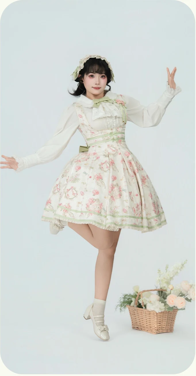 Hydrangea Tea Party - Classic Lolita Bust Supporting JSK, Mutton Sleeve Shirt - Image 20