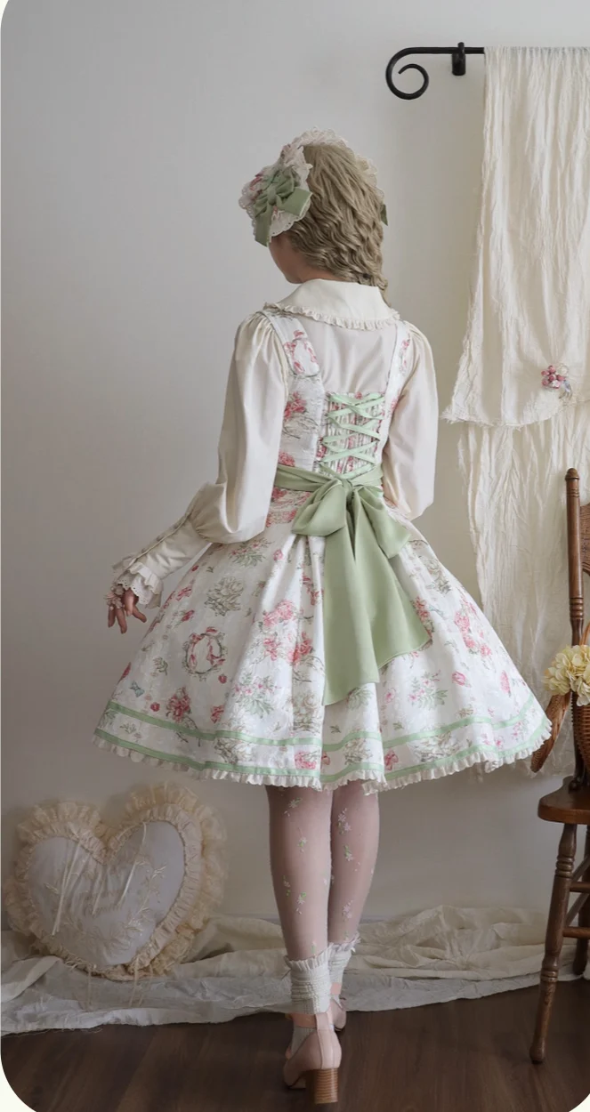 Hydrangea Tea Party - Classic Lolita Bust Supporting JSK, Mutton Sleeve Shirt - Image 21